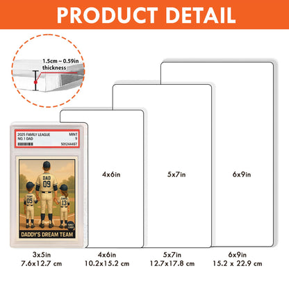 Baseball No.1 Dad Grandpa Man And Kids Trading Card Style Personalized Acrylic Block, Fathers Day Gift For Baseball Dad, Family Plaque Decor