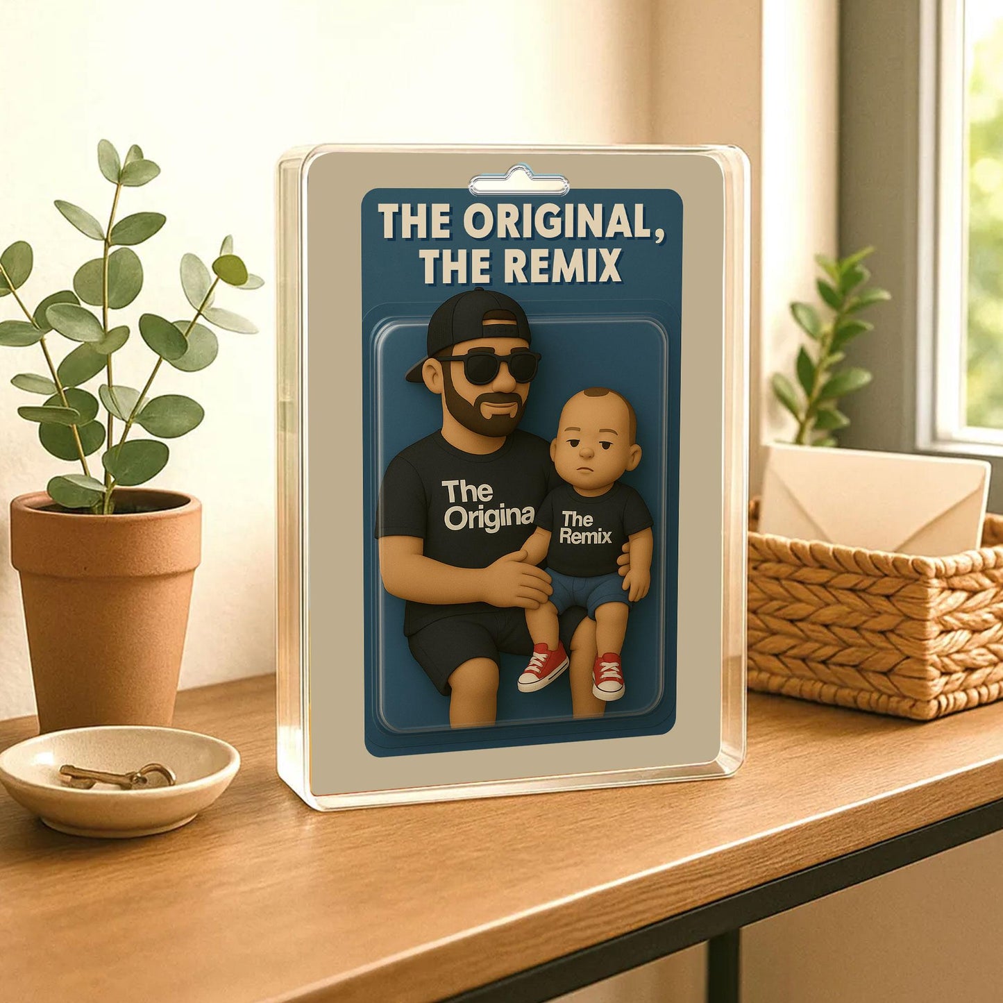 Personalized First Father's Day Gift For Dad, Custom Photo Dad Action Figure Acrylic Block, Like Father Like Son Block Plaque, New Dad Gift