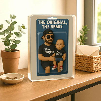 Personalized First Father's Day Gift For Dad, Custom Photo Dad Action Figure Acrylic Block, Like Father Like Son Block Plaque, New Dad Gift