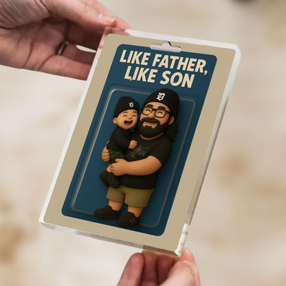 Personalized First Father's Day Gift For Dad, Custom Photo Dad Action Figure Acrylic Block, Like Father Like Son Block Plaque, New Dad Gift