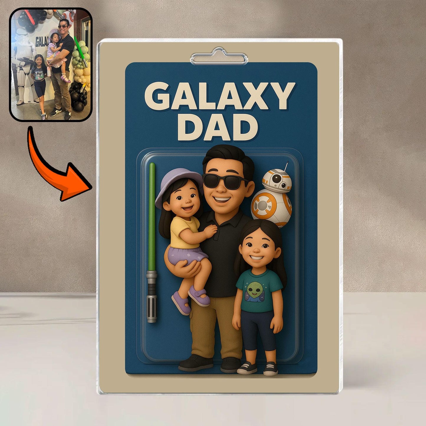 Personalized First Father's Day Gift For Dad, Custom Photo Dad Action Figure Acrylic Block, Like Father Like Son Block Plaque, New Dad Gift