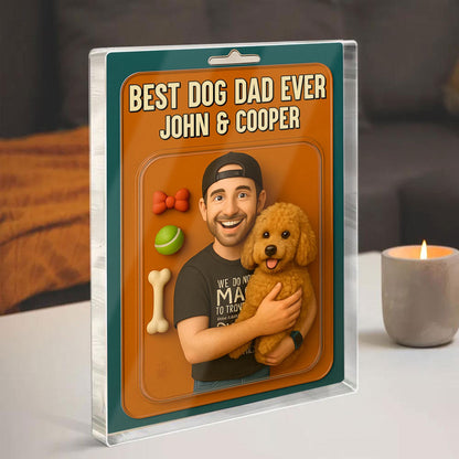 Custom Dog Dad Acrylic Block, Dog Dad Gifts, Cat Dad Acrylic Plaque, Personalized Figure From Photo, Pet Dad Gift, Dog Dad Father's Day Gift