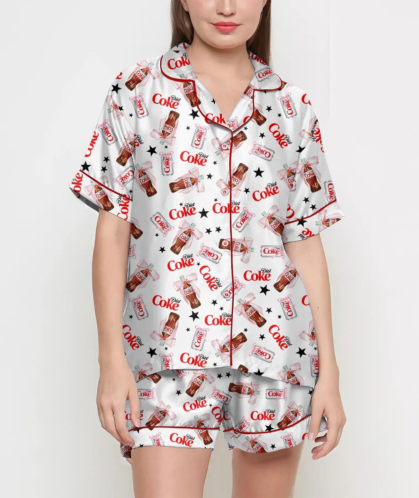 Coquette Diet Drink Pajamas Satin Set, Mother's Day Gift, Gift For Her, Gift For Mama, Birthday Gift, Bridesmaid Gifts Women Pjs