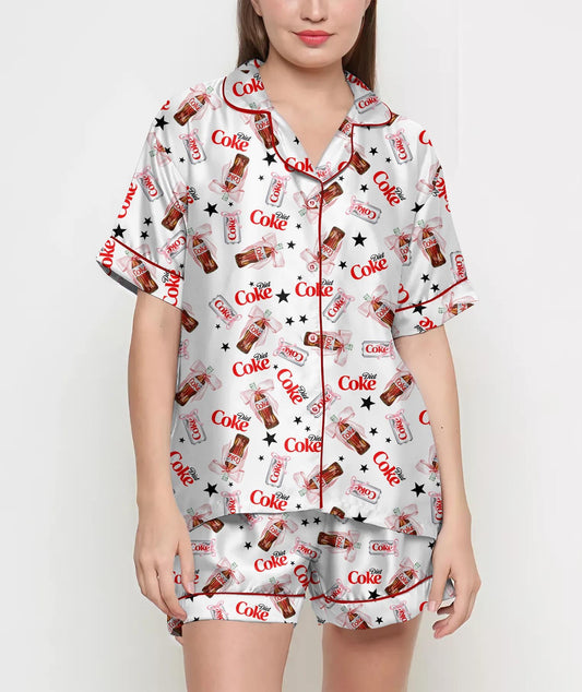 Coquette Diet Drink Pajamas Satin Set, Mother's Day Gift, Gift For Her, Gift For Mama, Birthday Gift, Bridesmaid Gifts Women Pjs