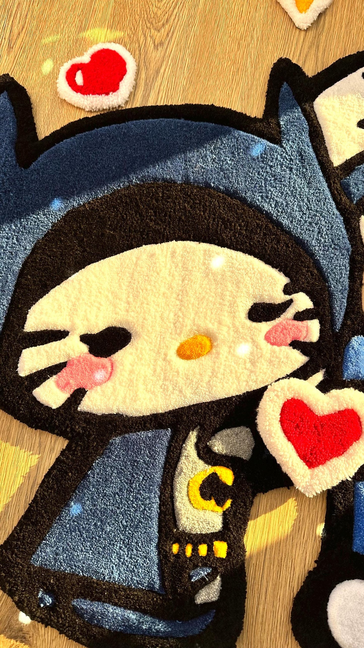 Kitty Rug – Puffy 3D Tufted Custom Carpet, Kawaii Anime Decor, Cute Handmade Rug for Girls Room, Bedroom or Gift Idea