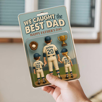 Personalize We Caught The Best Dad Baseball Figure Acrylic Block Gift, Baseball Figurine Fathers Day Gift, Baseball Dad Gift, Husband Gift