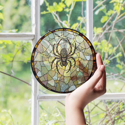 spider stained glass art suncatcher gothic window decor gift for halloween lover