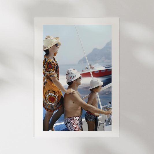 Slim Aarons Amalfi Coast Boating Print: Vintage Nautical Wall Art