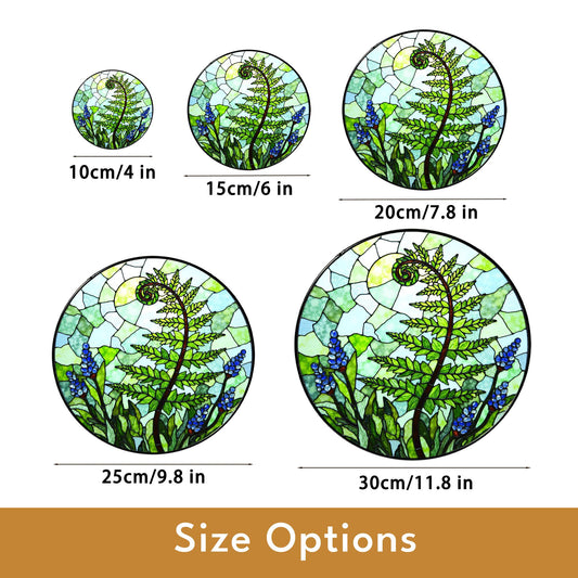 Fern Spiral Forest Plant Art Round Suncatcher Nature Window Decor Gift for Nature Lover