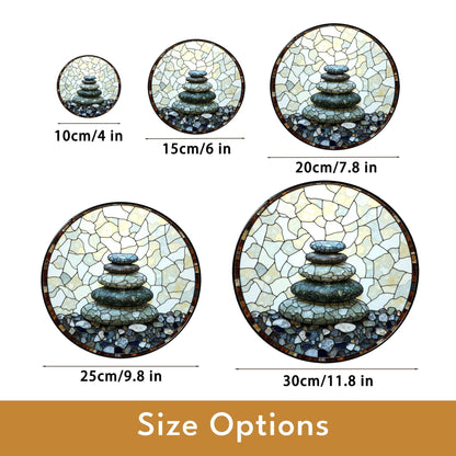 Zen rock stack art round suncatcher window hanging gift for him her