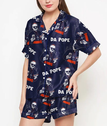 Da Pope Chicago Pajamas Satin Set, Da Pope Shirts, Father's Day Gift, Birthday Gift, Pjs For Women, Bridesmaid Gifts, Pope Leo