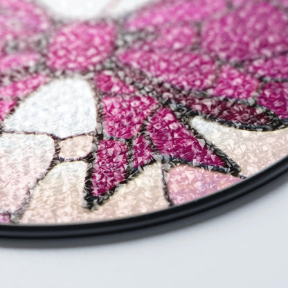 Pink Bow Stained Glass Window Hanging Round Suncatcher Gift for Her