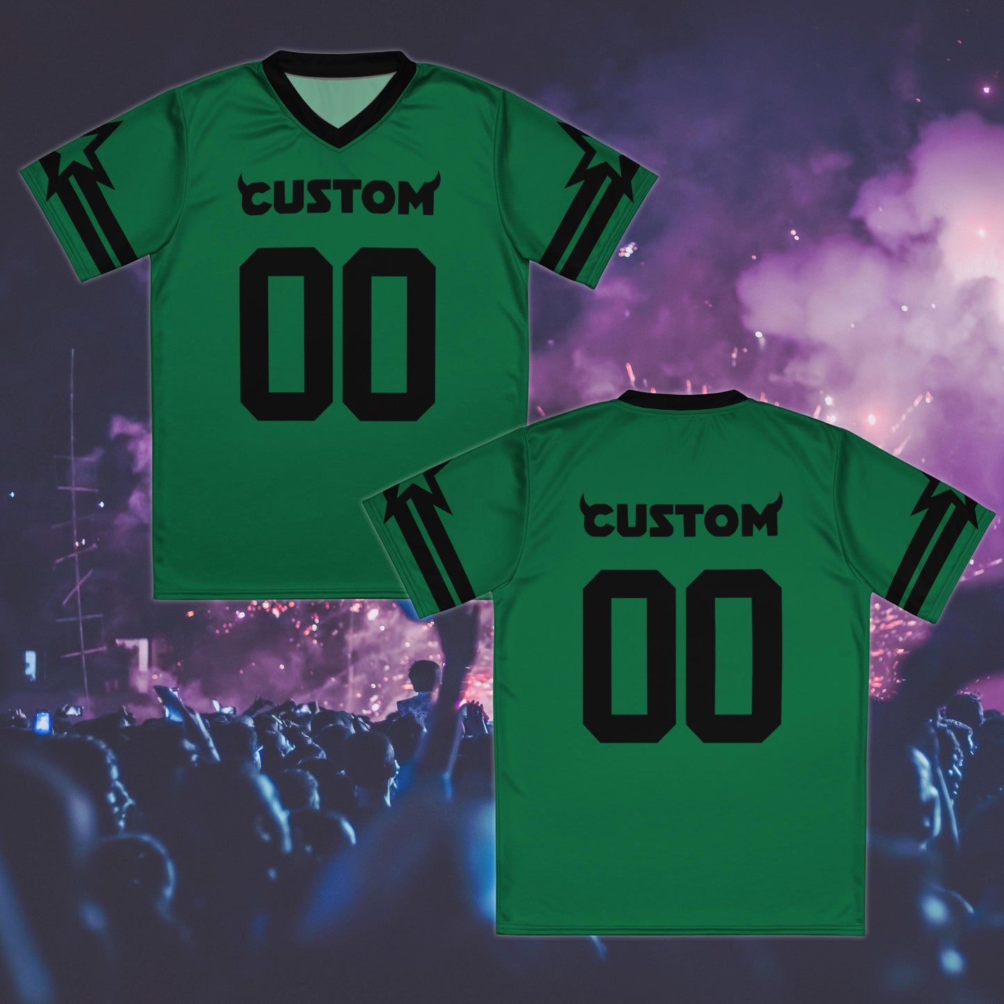 Custom Concert Outfit Black or Green Jersey with Horns