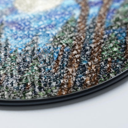 Moonlit forest scene glass suncatcher stained glass window hanging gift for nature lovers