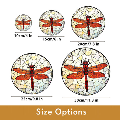 Red dragonfly stained glass window suncatcher nature decor for mom dad or garden lovers