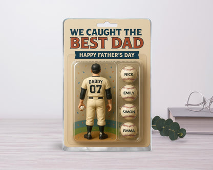 Fathers Day Gift for Dad, We Caught The Best Dad Plaque, Baseball Dad, Sports Dad Gift, Custom Figure Acrylic Block Gift for Dad from Kids