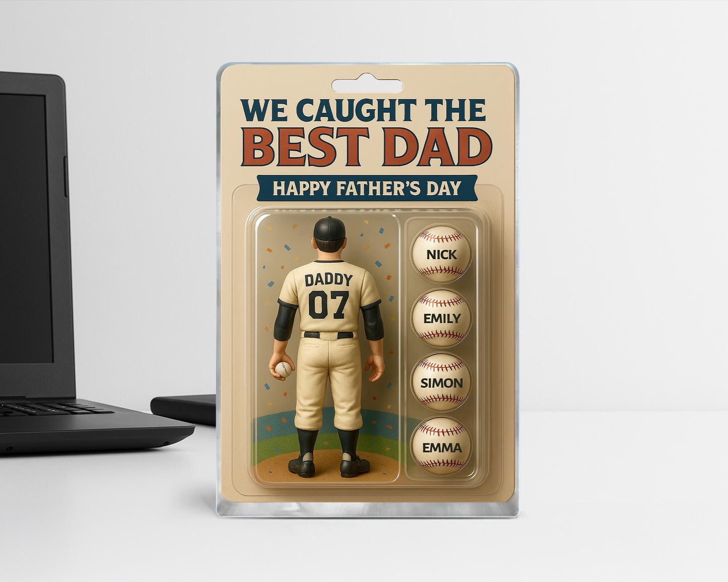 Fathers Day Gift for Dad, We Caught The Best Dad Plaque, Baseball Dad, Sports Dad Gift, Custom Figure Acrylic Block Gift for Dad from Kids