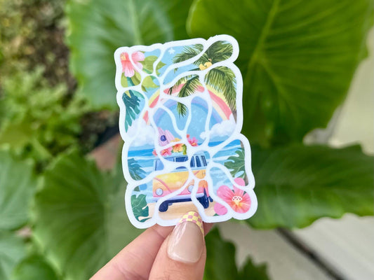 Summer Collage Waterproof Sticker, Mental Health Stickers, Handdrawn Art, Bestfriend Gifts, Positivity