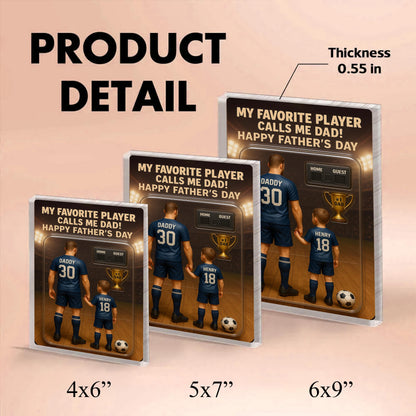 Custom Photo Soccer Dad Action Figure Pack Packaging Personalized Rectangle Acrylic Block Plaque, Father Day Gift for Dad, Gift for Husband