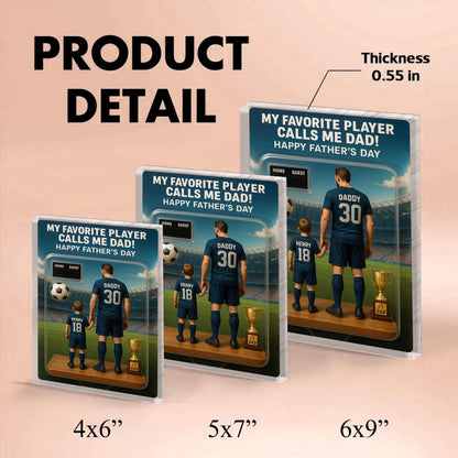 Custom Soccer Action Figure Personalized Acrylic Block Plaque, Personalized Father's Day Gift for Dad, Gifts for Papa,Fatherday gift for dad