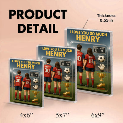 Personalized Soccer Action Figure Acrylic Block Plaque, Personalized Gift for Him, Her, Couple Gift for Soccer Lover, Anniversary Gift