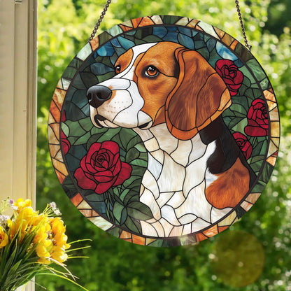 Beagle: Stained Glass Style Window Hanging