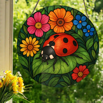 Ladybug: Stained Glass Style Window Hanging