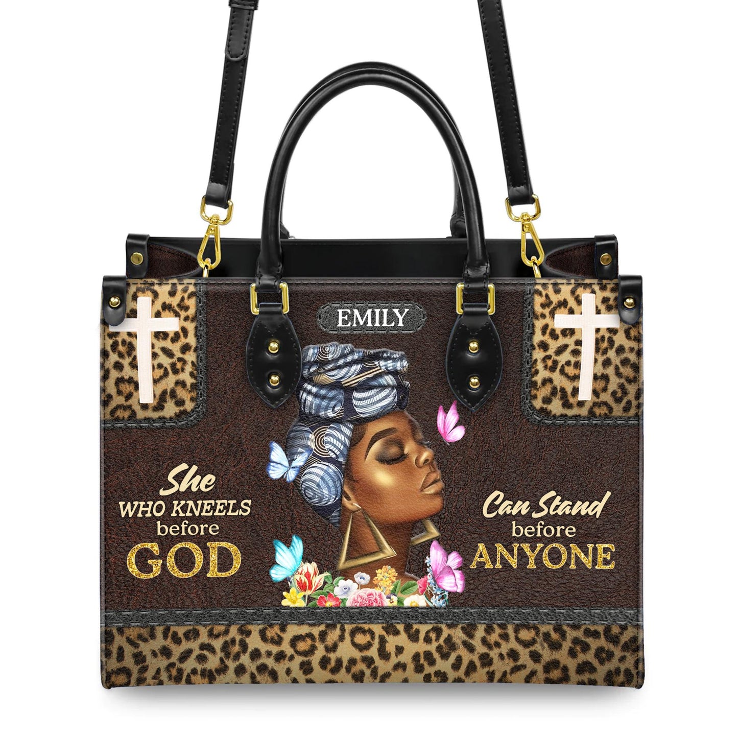 African American Faith Leather Bag, Personalized God-Inspired Handbag, Custom Christian Gift for Women of Color