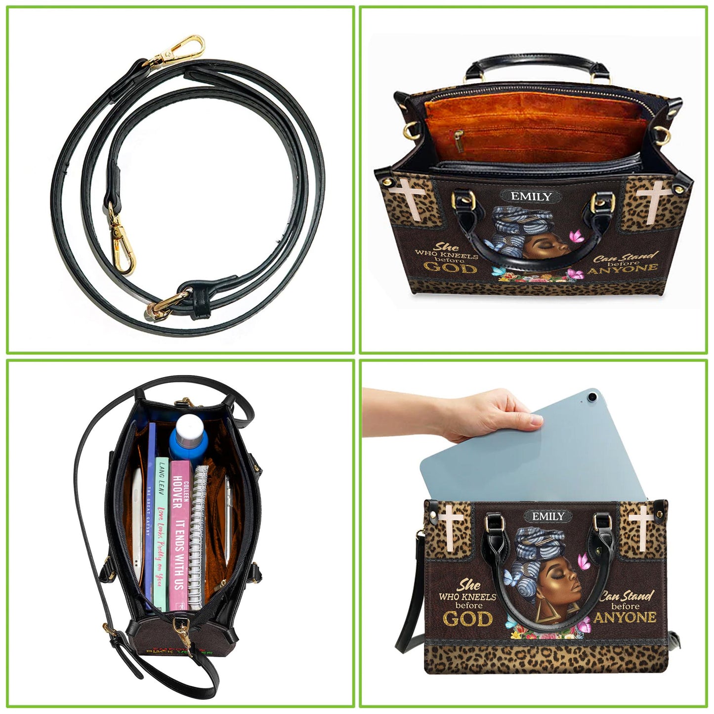 African American Faith Leather Bag, Personalized God-Inspired Handbag, Custom Christian Gift for Women of Color