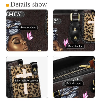 African American Faith Leather Bag, Personalized God-Inspired Handbag, Custom Christian Gift for Women of Color