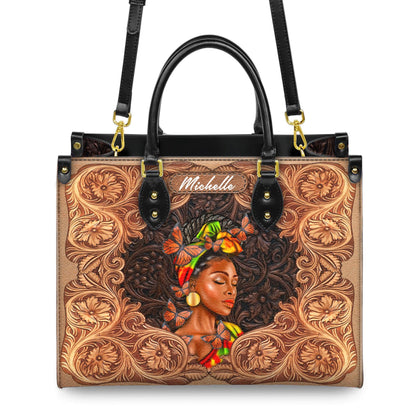 Personalized African American Faith Leather Handbag, Customizable Inspirational Handbag, Handbag for African American Women