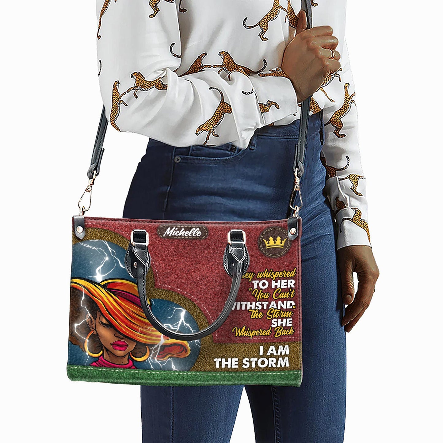 Custom African American Empowerment Handbag, Personalized "I Am The Storm" Leather Bag, Inspirational Handbag for Women