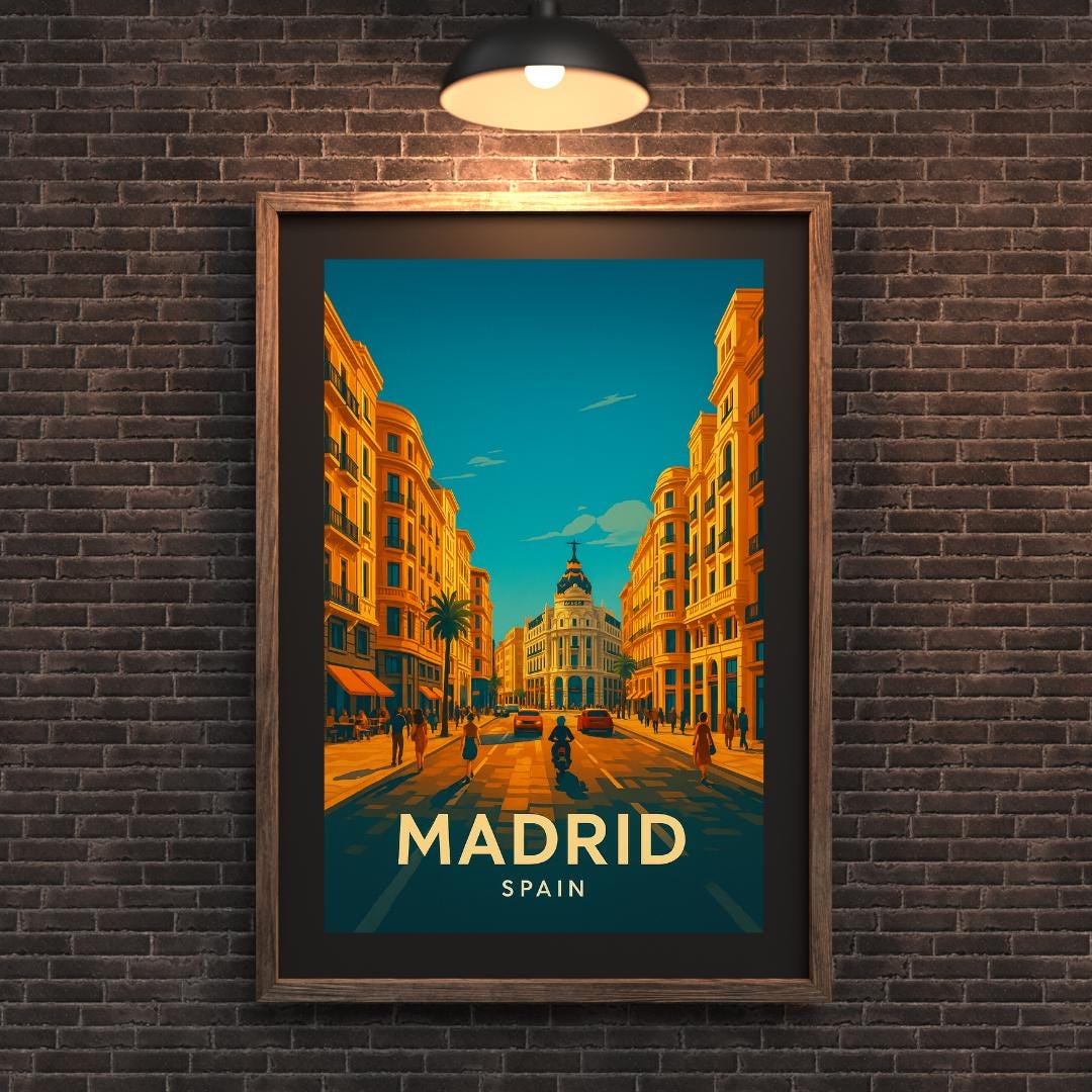 Madrid Print, Madrid Wall Art, Spain Wall Art, Madrid Travel Print, Spain, Wedding Gift, Birthday Present, Travel Decor, Travel Wall Art