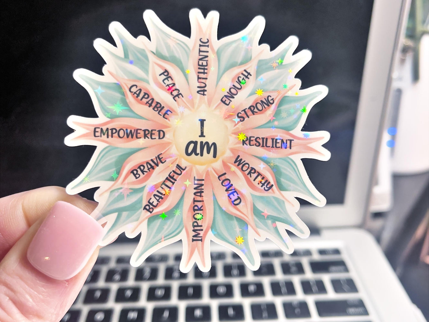 I Am Sticker, Affirmation Vinyl Sticker, Mental Health Decal, You Are Enough Sticker, Aesthetic Flower Laptop Sticker, Best Friend Gift