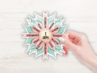 I Am Sticker, Affirmation Vinyl Sticker, Mental Health Decal, You Are Enough Sticker, Aesthetic Flower Laptop Sticker, Best Friend Gift