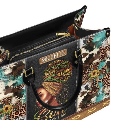 Custom African American Leather Handbag | Inspirational "I Am The Storm" Design | Personalized Empowerment Purse for Women