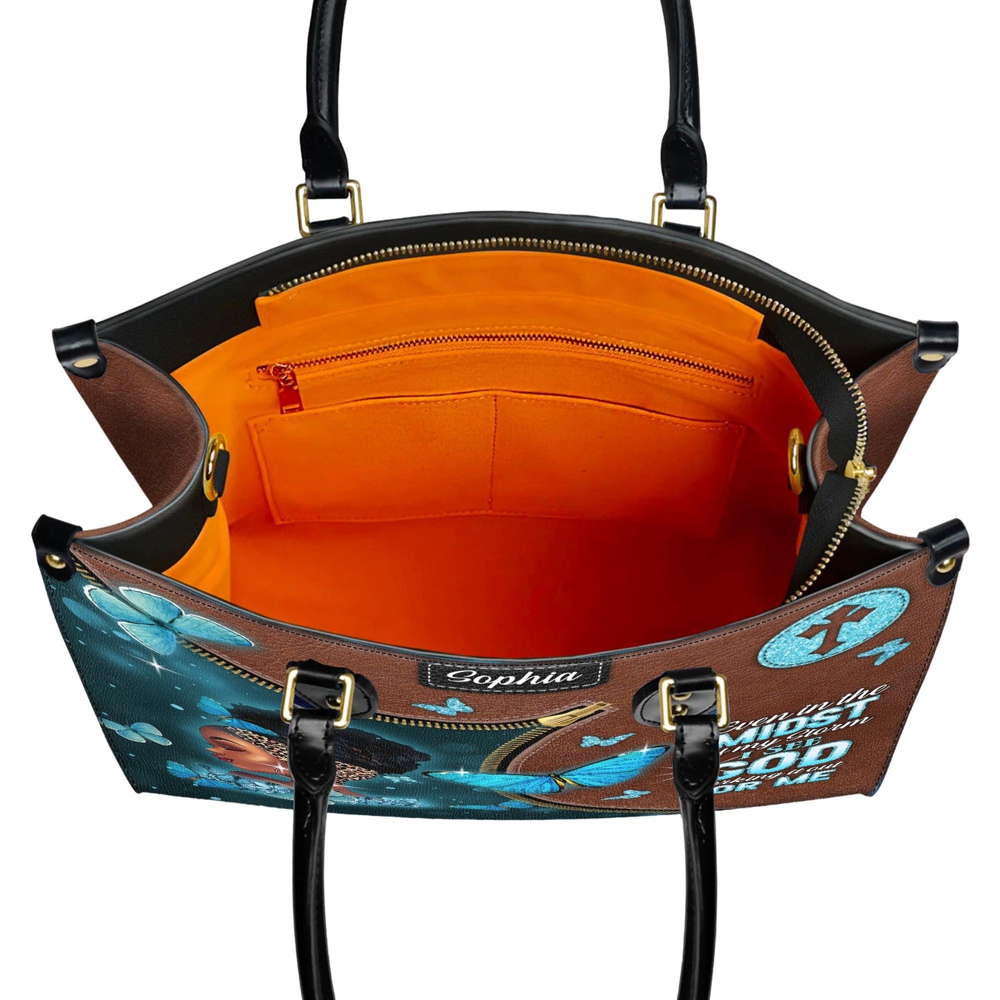 African American Personalized Leather Handbag, Inspirational Christian Purse | Empowerment Design for Strong Women