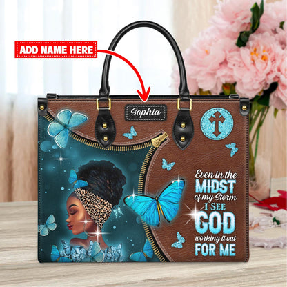 African American Personalized Leather Handbag, Inspirational Christian Purse | Empowerment Design for Strong Women