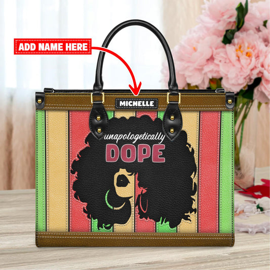 Empowering African American Leather Handbag | Custom Inspirational Purse | Personalized Christian Bag for Women