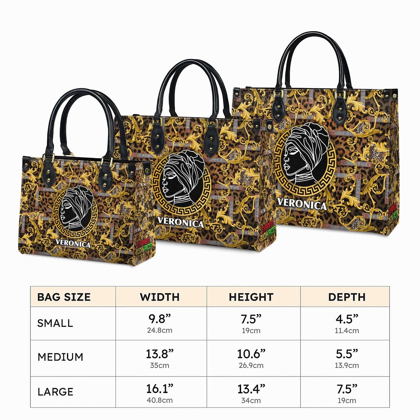 African American Empowerment Leather Handbag Personalized | Custom Inspirational Purse for Strong Women