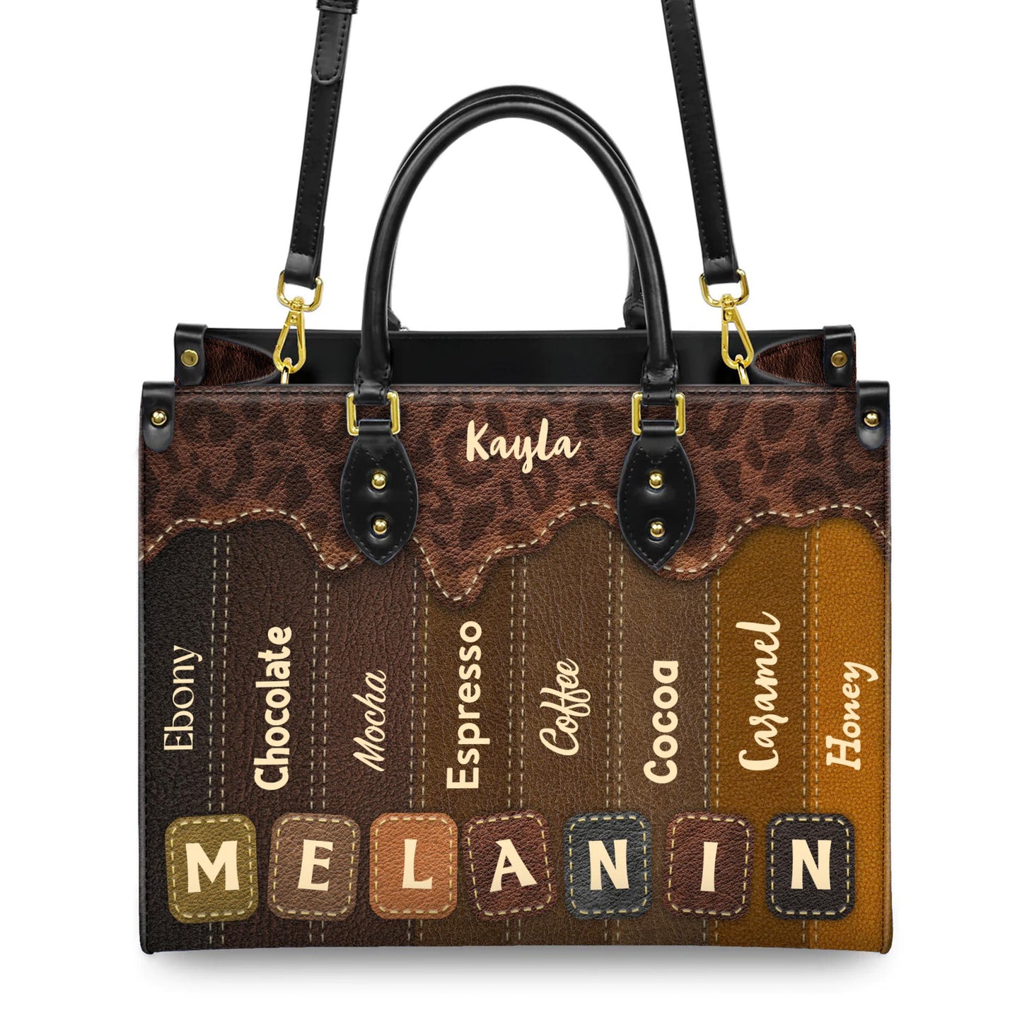 African American Custom Leather Handbag | Inspirational Black Queen Purse | Personalized Empowerment Bag for Women