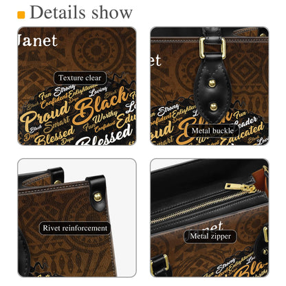 Empowering Melanin Queen Handbag with Afro Word Art | Personalized Custom Name Handbag for Women