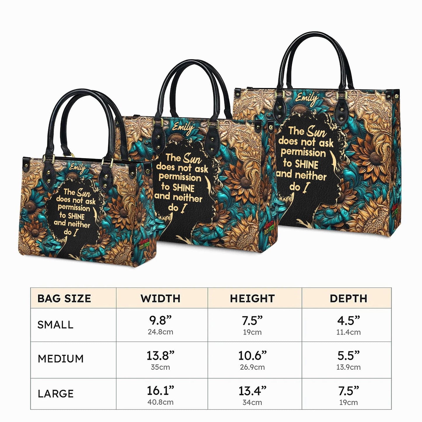 Sunshine Statement Handbag for Women | Inspirational Quote Handbag with Custom Name Option