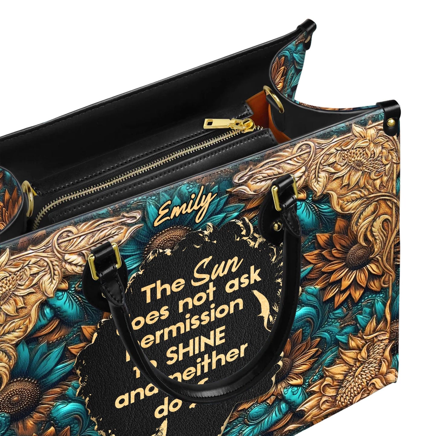 Sunshine Statement Handbag for Women | Inspirational Quote Handbag with Custom Name Option
