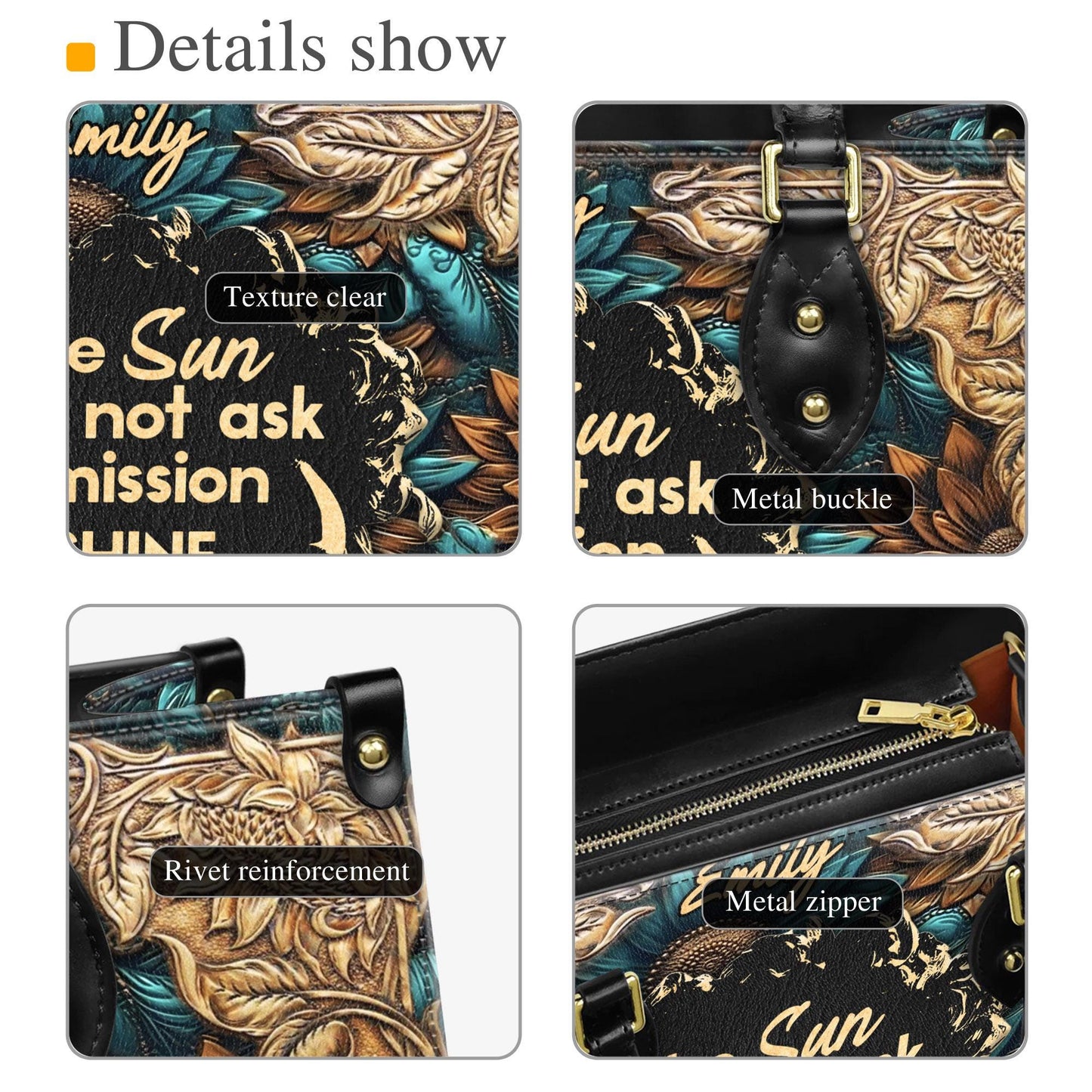 Sunshine Statement Handbag for Women | Inspirational Quote Handbag with Custom Name Option