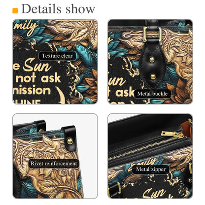 Sunshine Statement Handbag for Women | Inspirational Quote Handbag with Custom Name Option