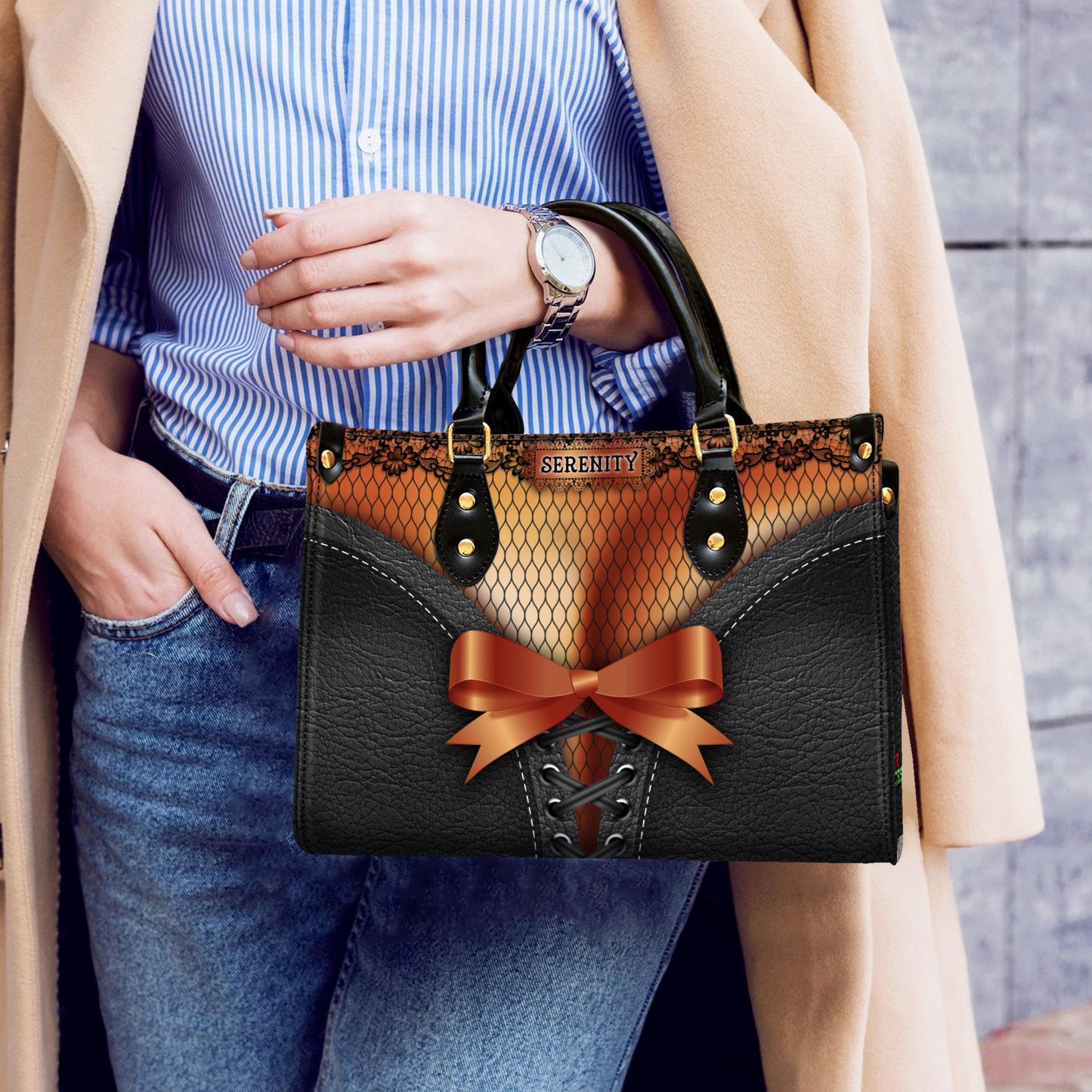 Personalized Handbag for Black Women, Custom Name Corset Tote, Melanin Queen Statement Purse, African American Gift, Edgy Style Bag