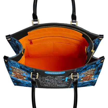 Unique Prayer Our Father Handbag Bag with Blue Roses | Custom Name Christian Handbag