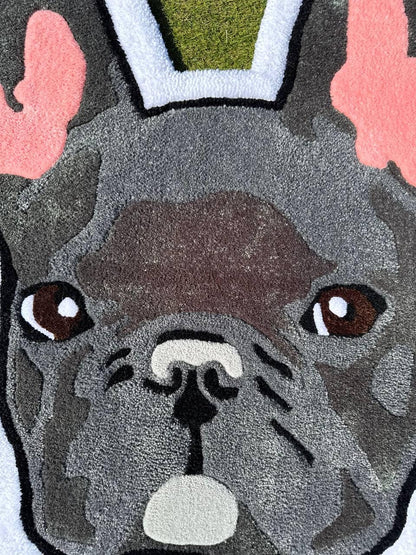 Custom French Bulldog Rug: Handmade Tufted Pet Portrait