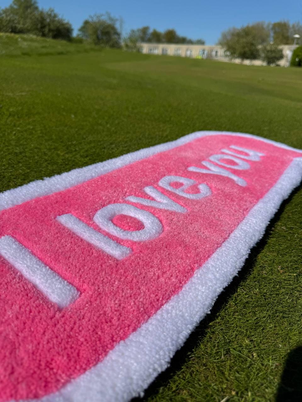 Custom Tufted Rug: "I Love You" Quote, Acrylic Yarn, Handmade
